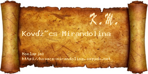 Kovács Mirandolina névjegykártya